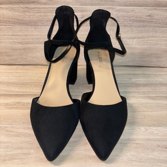 Aldo Elegant Black Ankle Strap Heels - Picture 2 of 8